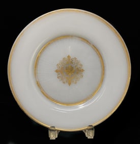 French White Opaline and Gilt Cabinet Plate, circa 1920