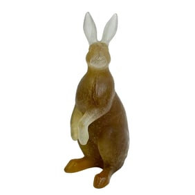 Daum Cristal France Pate de Verre Art Glass Rabbit Hare Sculpture