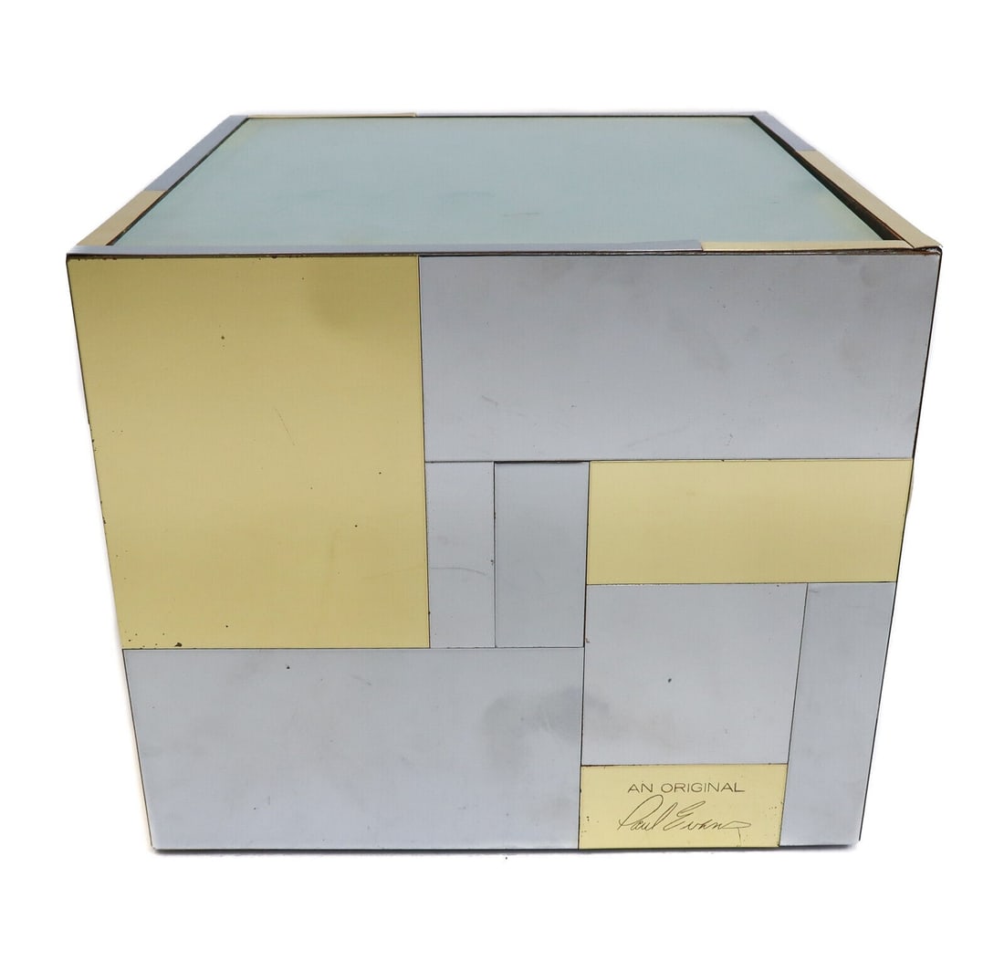 Paul Evans (American 20th C.) Polished Brass and Chrome Table Lamp in Cityscape (1 of 8)