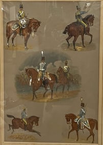 Gouache Painting on paper 3rd The King's Own Hussars Late 19th century