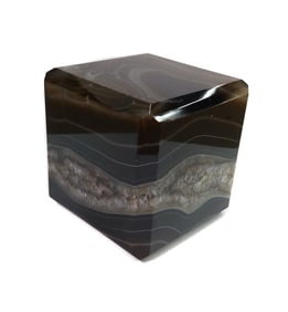 Vintage Continental Solid Carved Brown White Banded Agate Paperweight