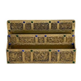 Tiffany Studios Gilt Bronze & Jeweled Letter Holder 1625 Ninth Century Pattern