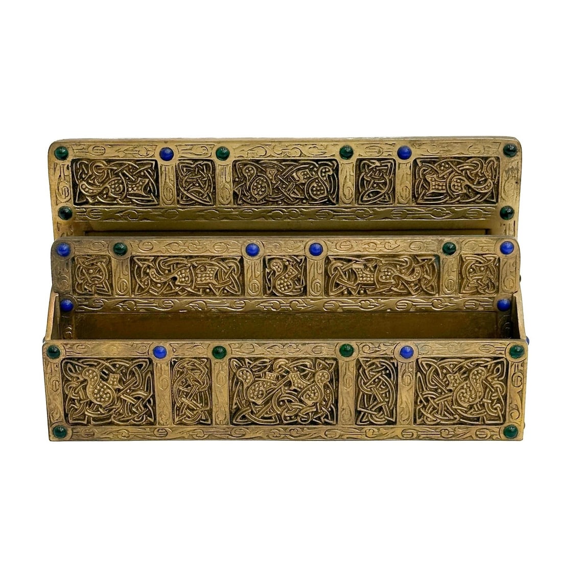 Tiffany Studios Gilt Bronze & Jeweled Letter Holder 1625 Ninth Century Pattern (1 of 6)