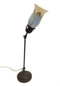 Steuben Glass and Bronze Lamp