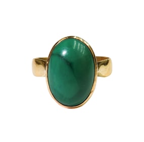 23k Yellow Gold and Malachite Ring Size 8