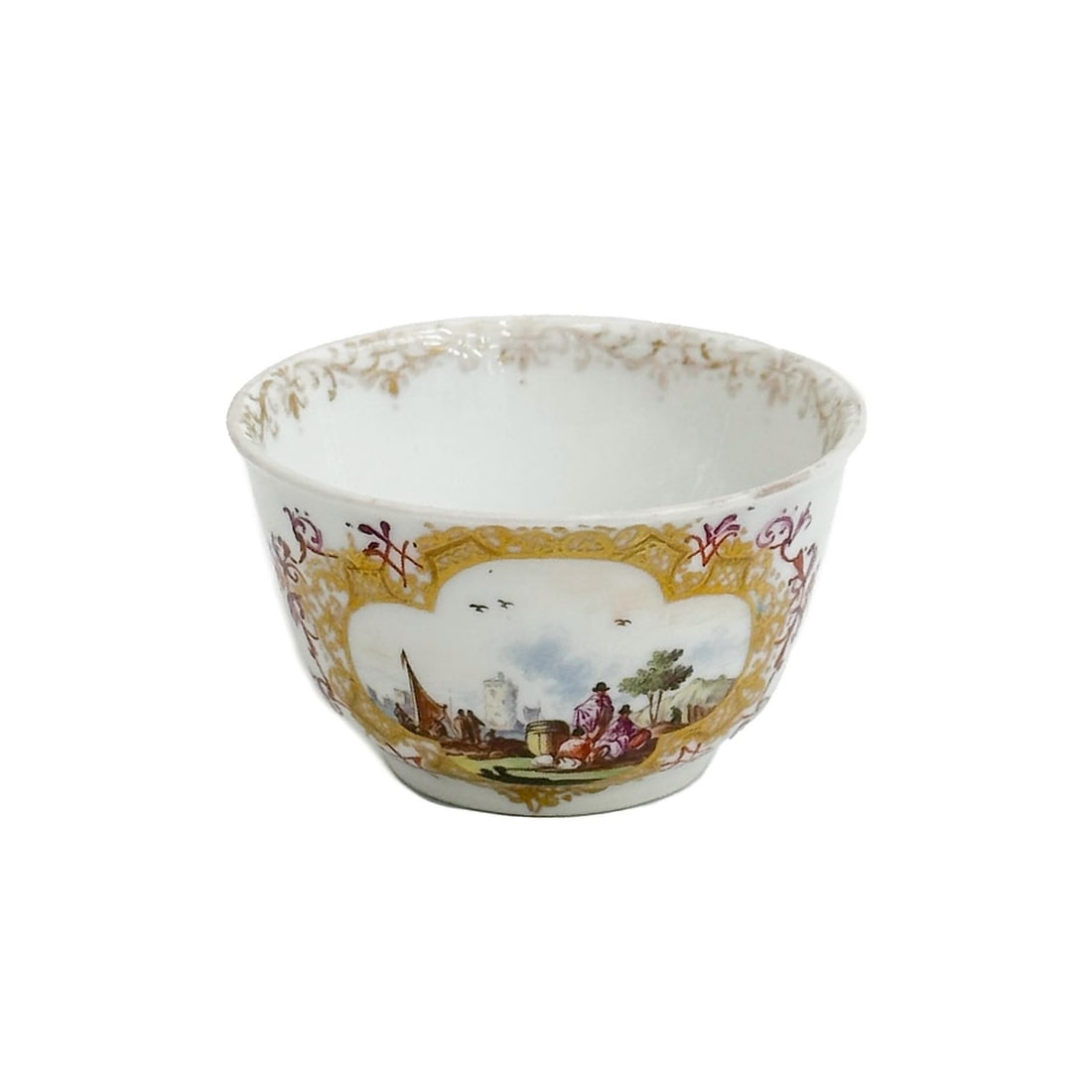 Meissen Germany Hand Painted Porcelain Cup Harbor Scenes 18th cen (1 of 6)