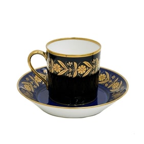 Manufacture de Sevres Porcelain Cup & Saucer Blue Tasse Forme Litron Large 1862