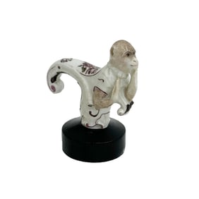 Meissen Hand Painted Porcelain Figural Monkey Cane Handle circa 1740