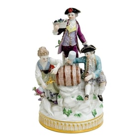 Meissen Germany Hand Painted Porcelain Figural Group Winemakers C65 19th century