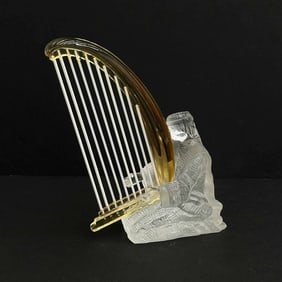 Saint St Louis France Crystal Art Glass Musician Figurine Harp Player