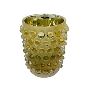 Lalique France Crystal Glass Mossi Vase Gold Luster Signed