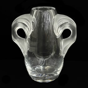 Lalique France Crystal Glass Astelia Twin Handled Vase Ltd Ed/99