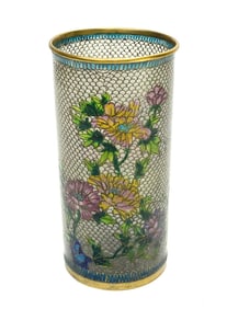 Chinese Plique-à-jour Enamel Vase, Floral Designs
