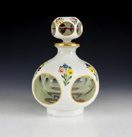 Continental Millefiori White With Transparent Glass Decanter, c1940