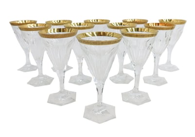12 Moser Czech Cut Crystal Glass Red Wine Goblets in Adela Melikoff