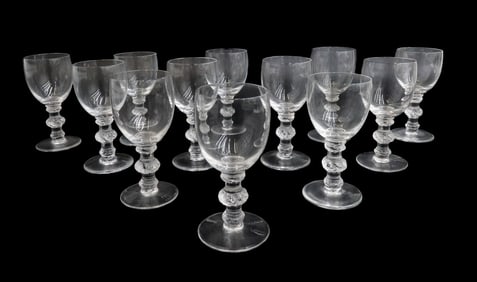 12 Lalique France Cordial Wine Glass Goblets in Saint Hubert Signed