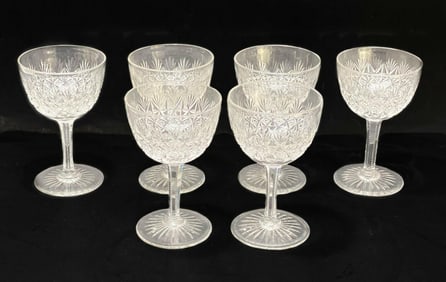6 Thomas Webb Wellington Cut Crystal Sherry Wine Glasses