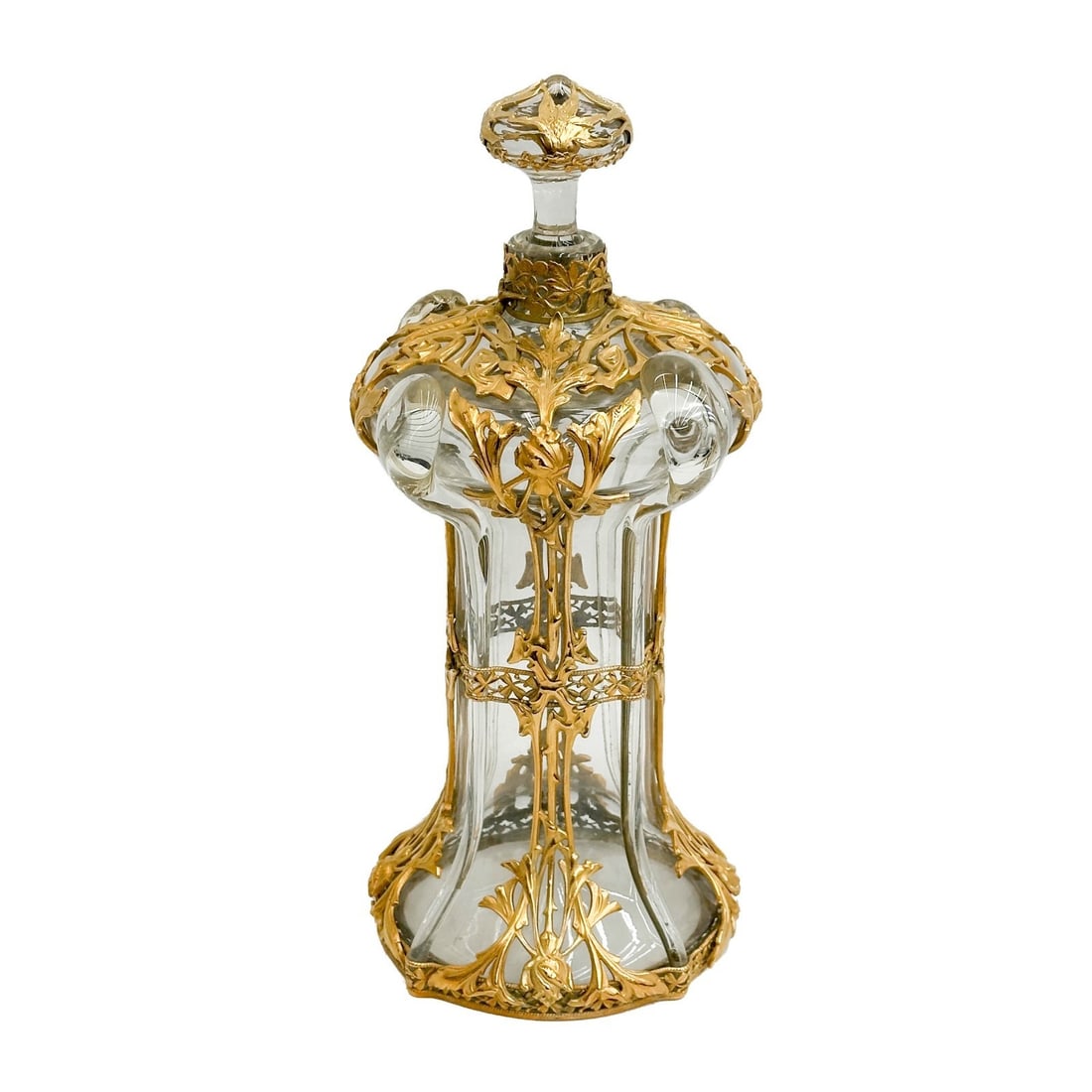 Austrian Gilt Bronze Mounted Glass Decanter Art Nouveau Style circa 1940 (1 of 5)