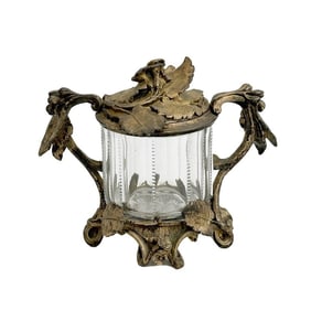 French Gilt Bronze Mounted Glass Cigar Humidor Jar early 20th century