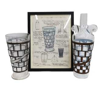 Michael M. Glancy (US 20 C) Two Blown Glass Vessels Silvered Metal Copper Study