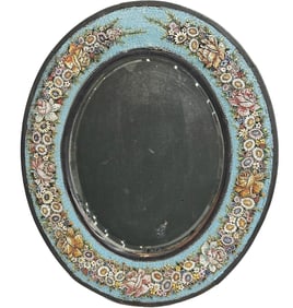 Italian Micro Mosaic Floral Wall Hanging Mirror circa 1900