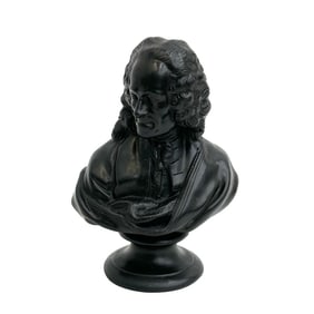 Wedgwood England Black Basalt Miniature Bust of Voltaire 19th century