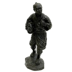 Japanese Bronze Okimono Sculpture of a Man Meiji Period