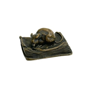 Bronze Miniature Sculpture Mouse with Book Louis-Albert Carvin Odeurs de Paris