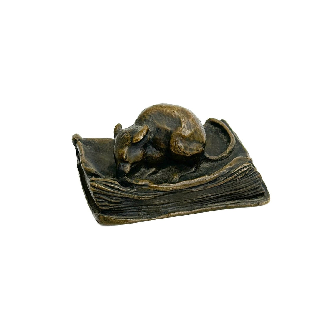 Bronze Miniature Sculpture Mouse with Book Louis-Albert Carvin Odeurs de Paris (1 of 5)