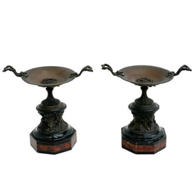 Pair Bronze Pedestals Garnitures Lizards signed J Moigniez