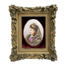 KPM Berlin Hand Painted Porcelain Plaque Framed Portrait of a Woman 19th cen