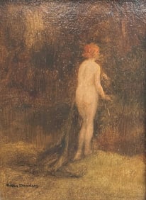 Allan Douglas Davidson Oil on Board Painting of a Nude Woman Signed