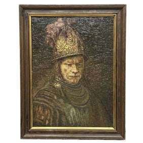 Micro Mosaic Plaque after Rembrandt Man with the Golden Helmet Framed 19th/20th