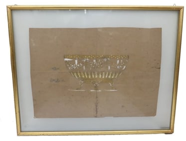 Louis C. Tiffany & Co. Watercolor Design Sketch Centerpiece Bowl