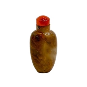 Chinese Carved Moss Agate Snuff Bottle circa 1880