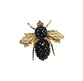 14k Yellow Gold and Sapphire Fly Pin Pendant