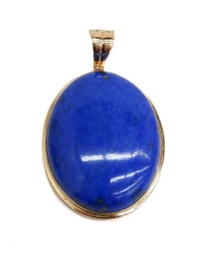 SM 14k Yellow Gold Lapis Lazuli Necklace Pendant