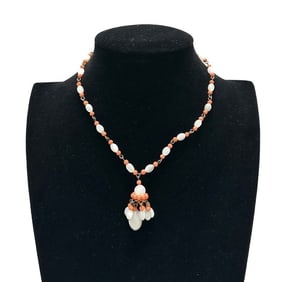 Goldplate and Coral Beaded Necklace
