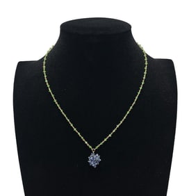 SMJim 14k Yellow Gold Peridot and Blue Tanzanite Necklace