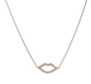 14k Rose Gold and Diamond Lips Kiss Necklace