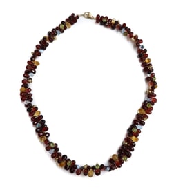14k Yellow Gold Garnet Citrine Peridot and Topaz Necklace