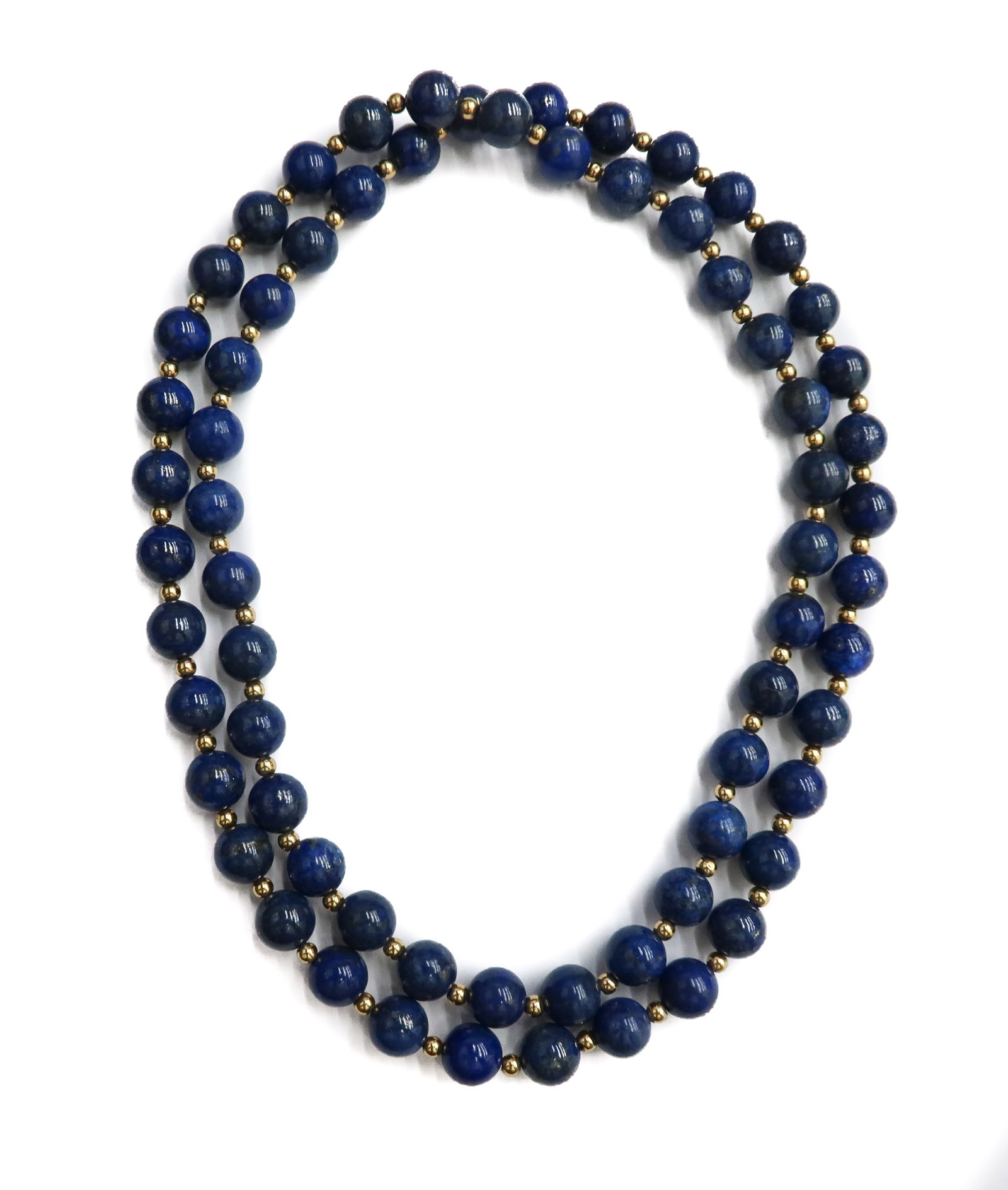 14k Yellow Gold and Lapis Lazuli Beaded Necklace (1 of 7)