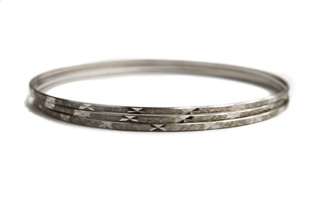3 Italian 14k White Gold Bangle Bracelets