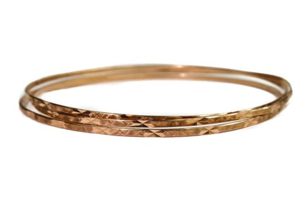 3 Italian 14k Rose Gold Bangle Bracelets
