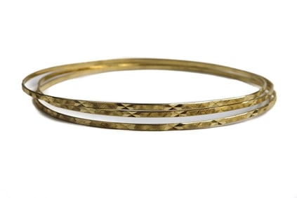 3 Italian 14k Yellow Gold Bangle Bracelets