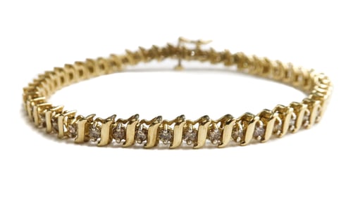 10k Yellow Gold and Diamond Tennis Bracelet