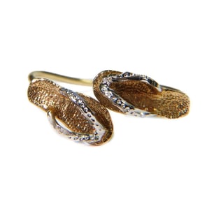 10k MIchael Anthony Yellow and White Gold Flip Flop Ring Adjustable