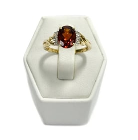 14k Yellow Gold and Orange Citrine Ring, Size 8