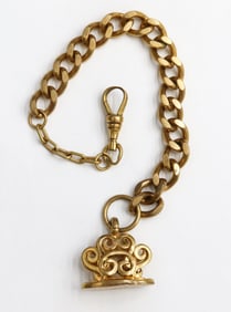 Gold Filled Curb Chain Watch Fob with Seal