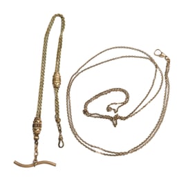 Gold Filled  Rope Albert T Chain and Round Chain Lorgnette